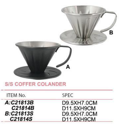 S/S COFFEE COLANDER   不锈钢咖啡过滤网带碟   C21813/C21814  B/S