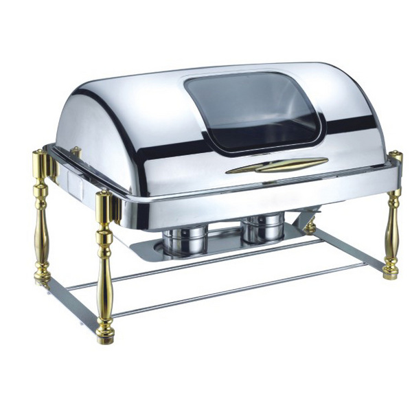 RECTANGLE ROLL TOP CHAFING DISH WITH WINDOW   不锈钢全翻盖带视窗长方形餐炉   A11321LYD/A11321LGYD