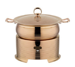 3-LAYER STEEL FOOD WARMER SET W/GOLDEN COLOR   三层钢镀金炫纹鼓形深炉   A10215-A10217