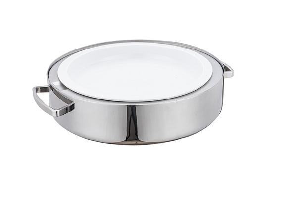 36CM CHAFING DISH W/PORCELAIN FOOD PAN  圆形餐炉不锈钢水盘连陶瓷盘  A10128P/A10130P