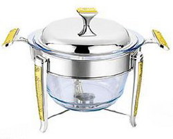 GLASS CHAFING DISH-ROUND  哈菲兹高深玻璃鱼炉(圆形)    A20110