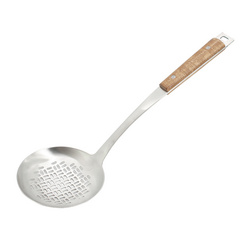 S/S LEAK LADLE W/WOODEN HANDLE  不銹鋼木柄漏殼  J10705