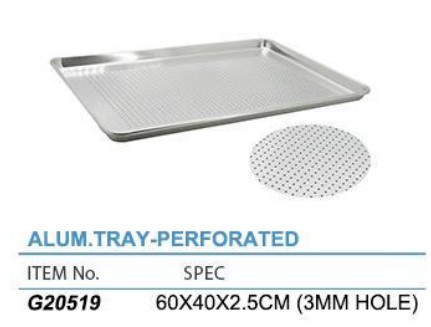 ALUM.TRAY-PERFORATED  冲孔铝烤盘卷边（浅）   G20519