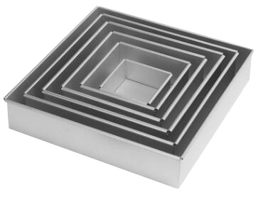 ALUM SQUARE CAKE MOLDS  正方形固底蛋糕模 阳极氧化  P10957-P10966