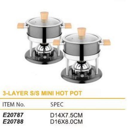 3-LAYER S/S MINI HOT POT  三层钢充气小火锅套装  E20787/E20788-F