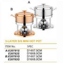 3-LAYER S/S MINI HOT POT  三层钢充气美味小火锅   E20781-E20786 S/G