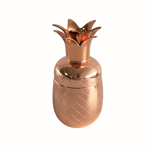 S/S PINEAPPLE COCKTAIL SHAKER-COPPER PLATED OUTSIDE  菠萝杯冲压纹调酒壶-镀铜  B12001C