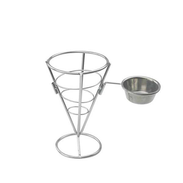 S/S CONICAL BASKET W/REMOVABLE CUP HOLDER  不锈钢锥形薯条架带可拆杯架  D14441A/D14442A