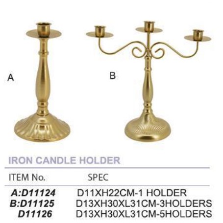 SINGLE CANDLE HOLDER WITH GOLD   单头镀金铁制蜡烛台  D11124-D11126