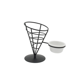 IRON CONICAL BASKETS WITHOUT SAUCE CUP  铁喷粉锥形薯条架铁片底座(单杯架)不含杯  D14449/D14449-2