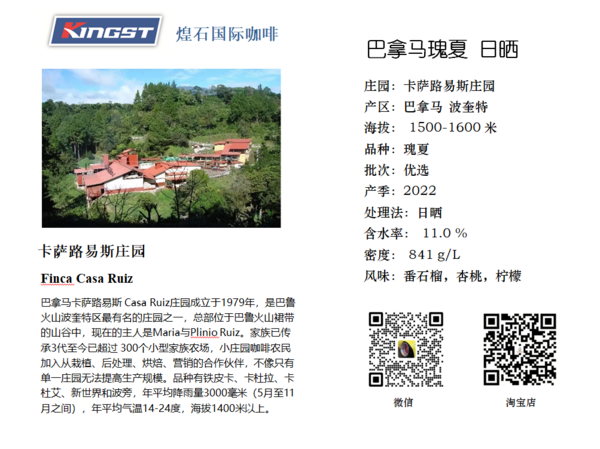 卡萨路易斯-瑰夏-日晒-优选 