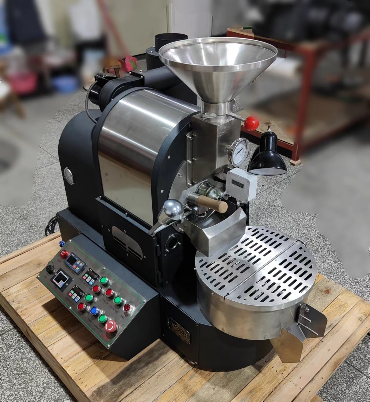 2Kg机瓦斯半熱風咖啡豆烘焙机變頻電控設計 