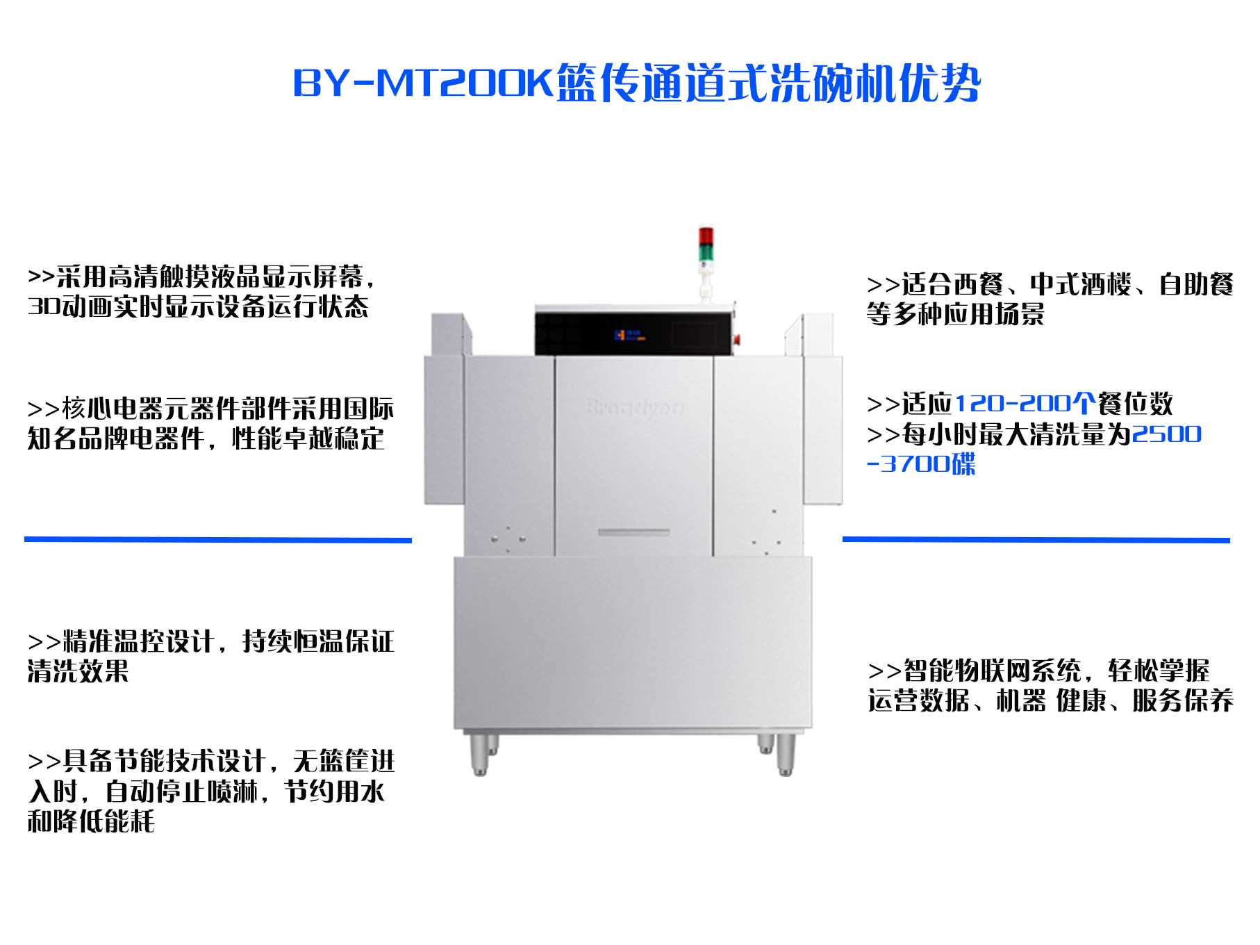 博扬BY-MT200K篮传通道式洗碗机