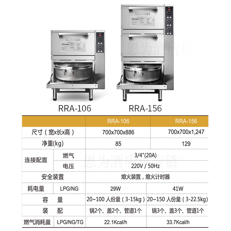 日本林内Rinnai 商用蒸饭柜燃气饭柜RRA-106 RRA-156