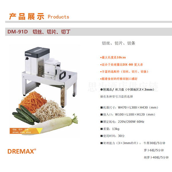日本道利马可丝Dremax 商用切片机切丝达人食堂蔬菜切丁机DM-91D