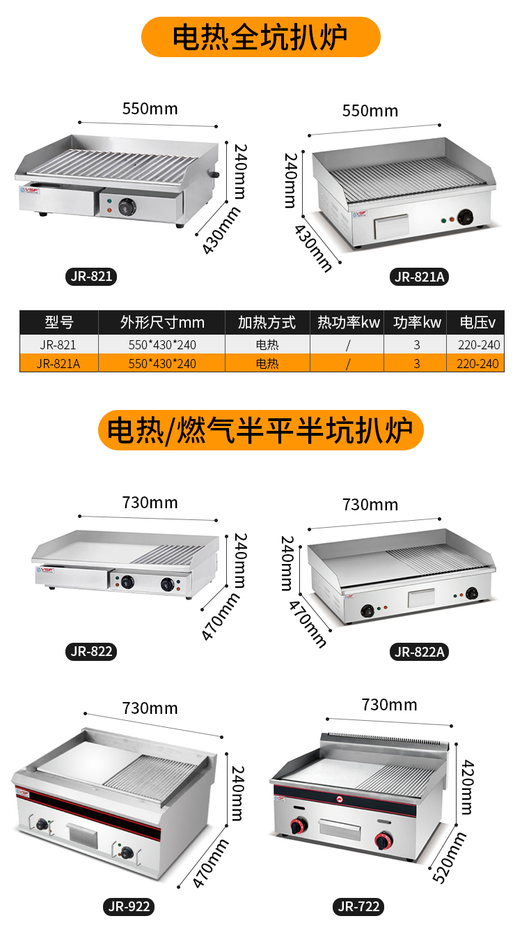 商用柜式组合扒炉