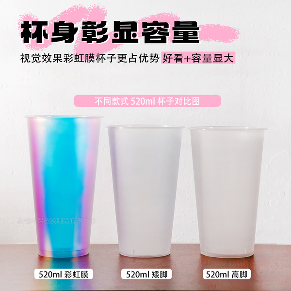 一次性奶茶杯彩虹膜内贴