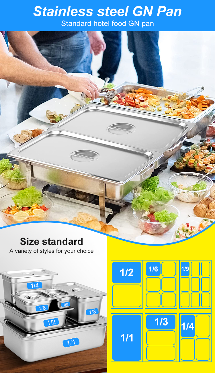 Commercial Restaurant Kitchenware Set Gn Pan Food Warmer Buffet Chafing Dish Stainless Steel Cooking Pots