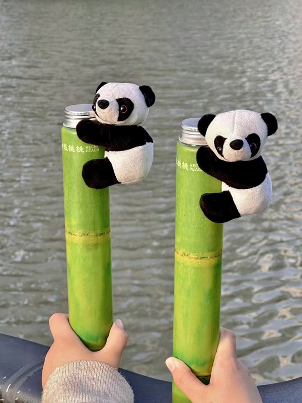 熊猫抱竹瓶