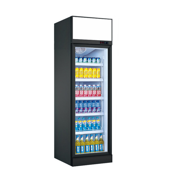 Single door vertical commercial glass refrigerated display soda drinks cooler fridge refrigerator