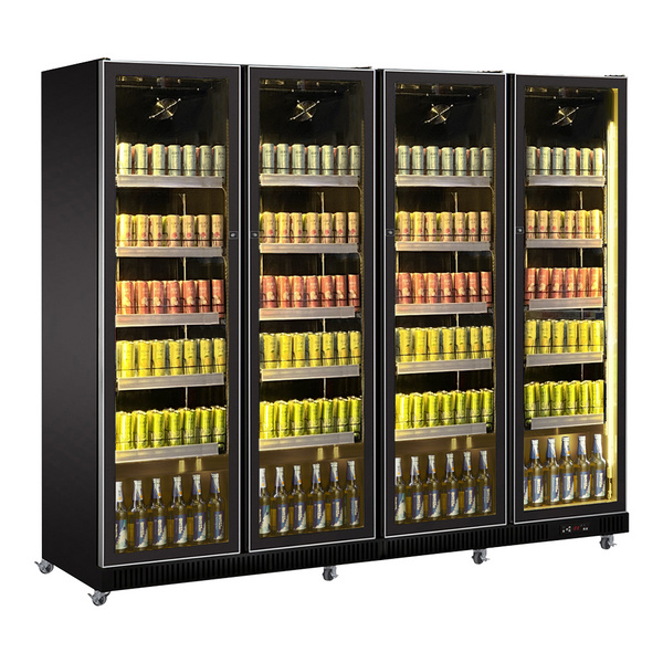 4 Door Wine Cooler Refrigerator Cold Beer Glass Display Cabinet Bar Fridge  With Dispenser
