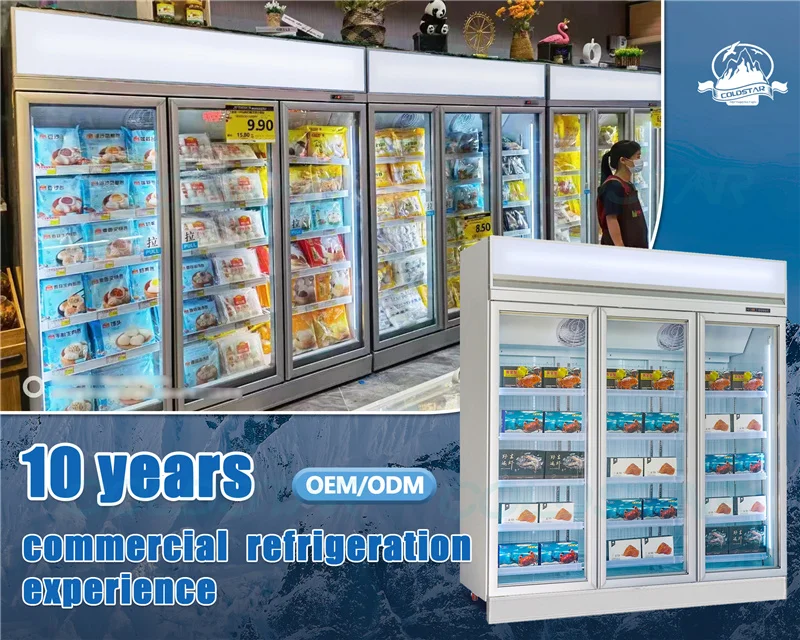 CE-certified commercial low temperature freezer frozen food display freezer