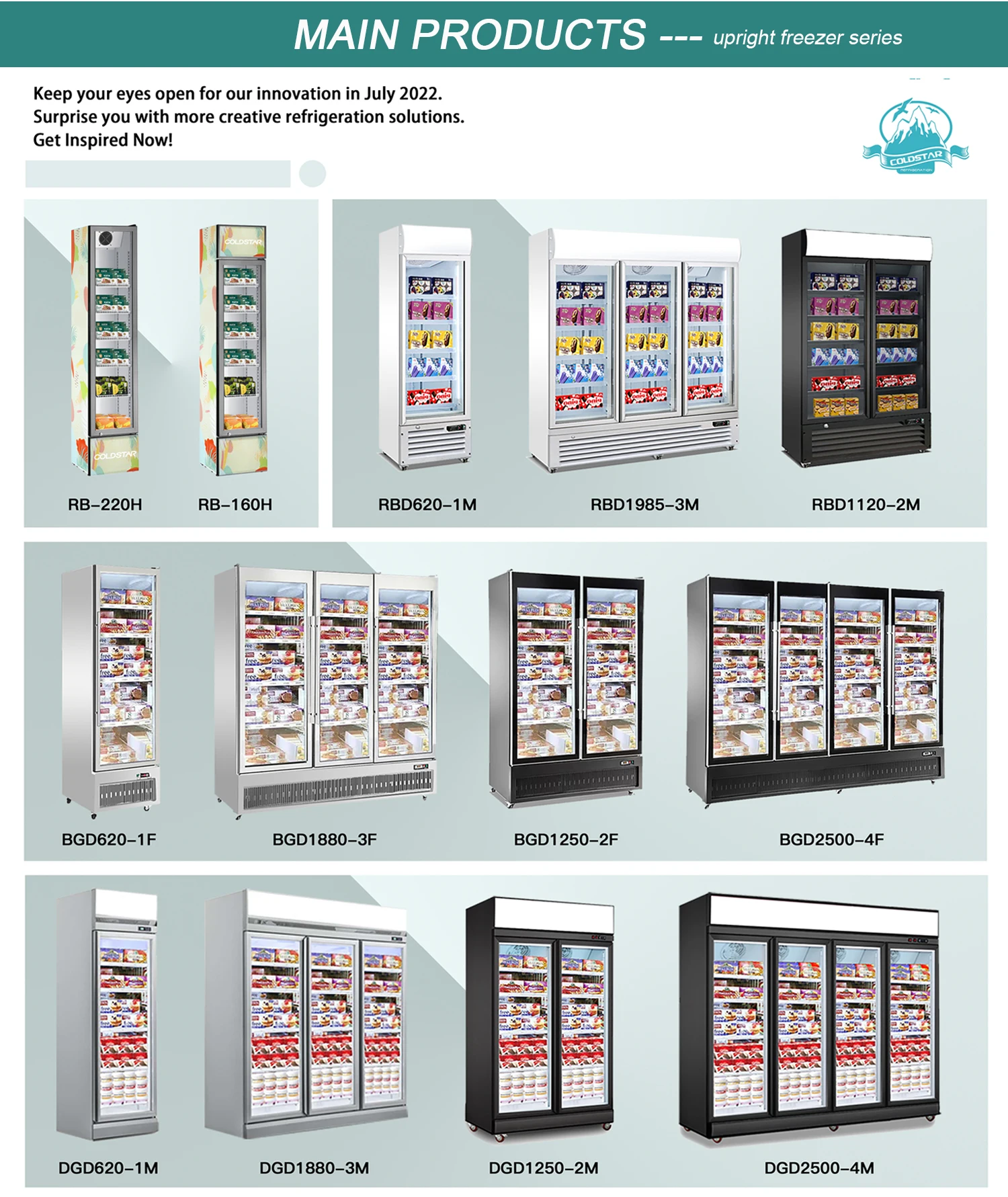 CE-certified commercial low temperature freezer frozen food display freezer