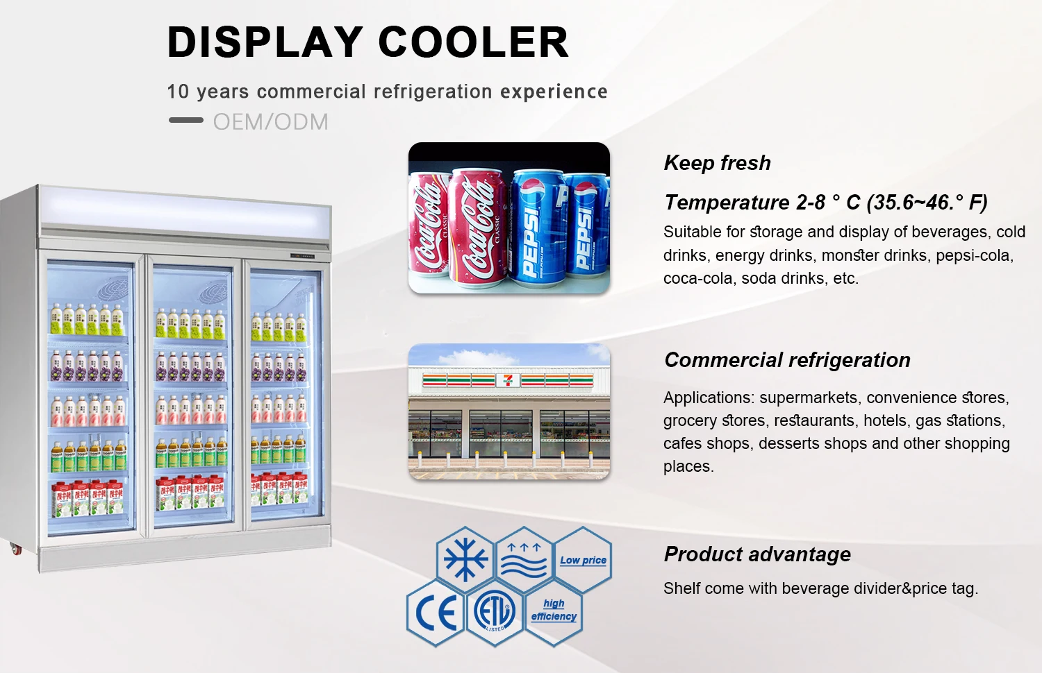 Glass Door Beverage Refrigerator Cold Drink Display Commercial Beer Bottle Fridge