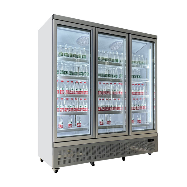 Wholesale supermarket vertical glass door beverage display refrigerator