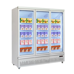 Commercial Big Freezer Ice Cream Display Case Led Lighting Freezer Cabinet Upright Chiller