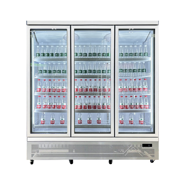 Wholesale supermarket vertical glass door beverage display refrigerator