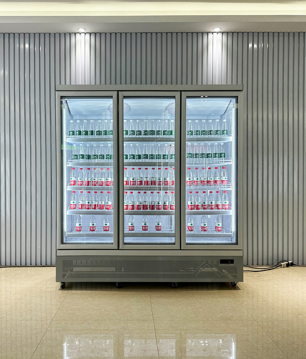 Wholesale supermarket vertical glass door beverage display refrigerator