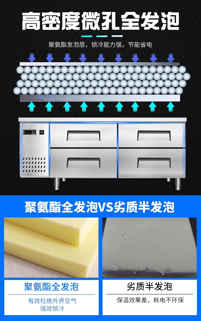 冷藏冷冻风冷抽屉工作台