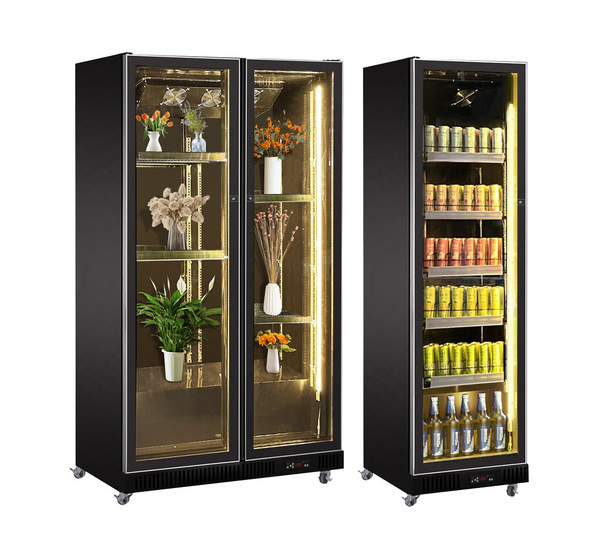 Double Door Wine Refrigerator Flower Display Cold Beer Drink Fridge Full Glass Door Cooler For Hotel