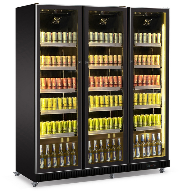 3 Door Commercial Wine Refrigerator Flower Display Cold Beer Drink Fridge Full Glass Door Cooler For Hotel