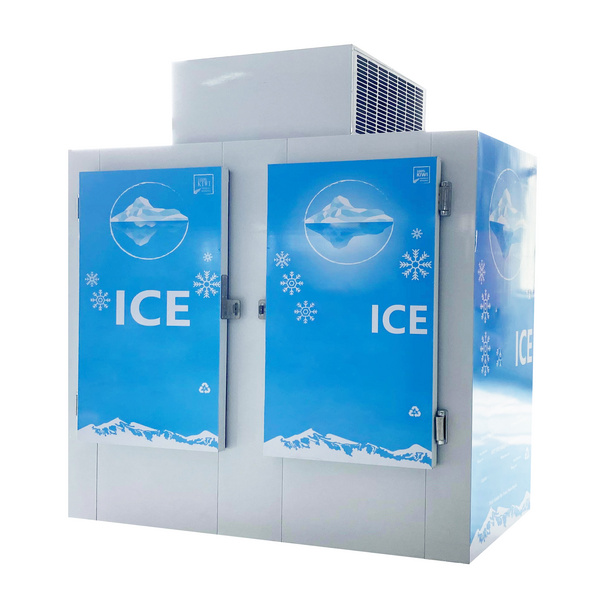 Ice Merchandiser Outdoor Slanted Solid Door Bagged Ice Storage Freezer