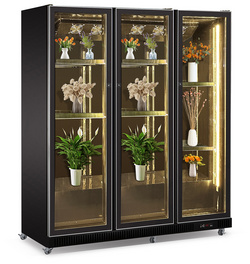 3 Door Commercial Wine Refrigerator Flower Display Cold Beer Drink Fridge Full Glass Door Cooler For Hotel