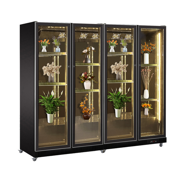 4 Full Glass Door Refrigerator Flower Wine Chiller Electric Display Cabinet Commercial Large Samrt Fridge