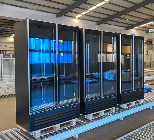 ETL Double Door Fan Cooling Vertical Glass Door Refrigerator Display Cold Beverage Cooler