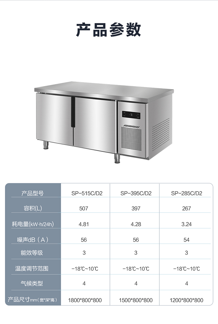 海尔直冷1.2米两门平台柜SP-285C/D2