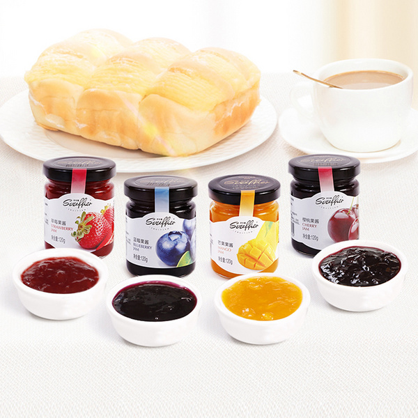 舒芙蕾面包果酱草莓酱蓝莓芒果樱桃果酱涂抹面包