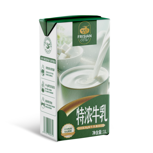 弗里生乳牛特浓牛乳