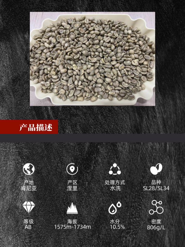 肯尼亚涅里AB Plus双重水洗处理 生咖啡豆