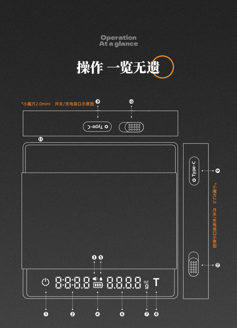 MHW-3BOMBER轰炸机小魔方2.0 意式手冲咖啡电子秤 专用称重计时