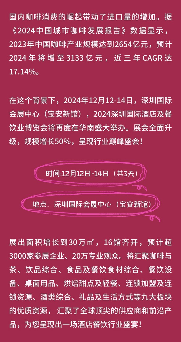 咖啡供应链一站式采买，尽在2024深圳国际酒店及餐饮业博览会！