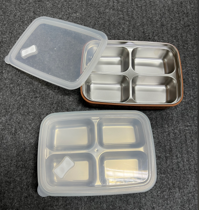 四格不銹鋼包膠餐盒-可拆卸