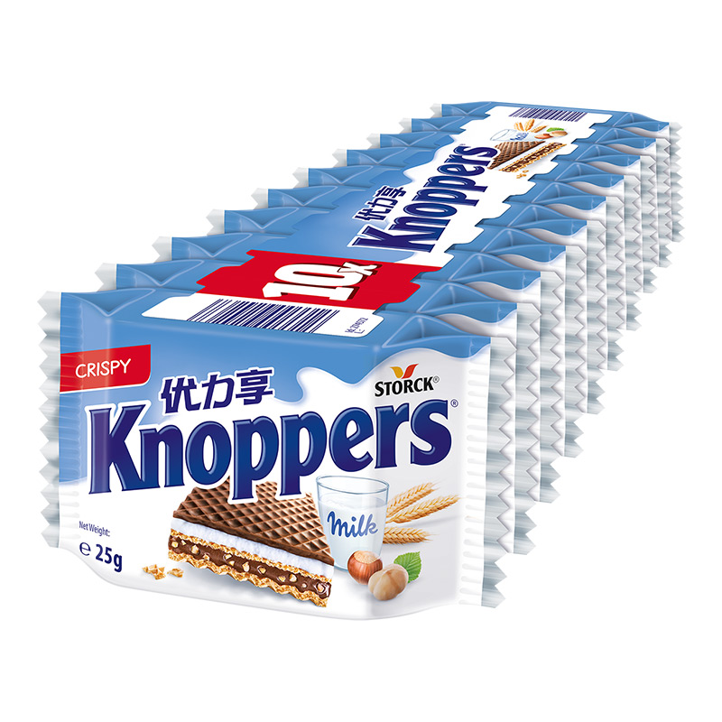 knoppers牛奶味榛子威化餅干250g