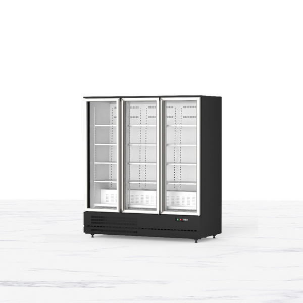 Plug-in Glass door upright fridge and freezer