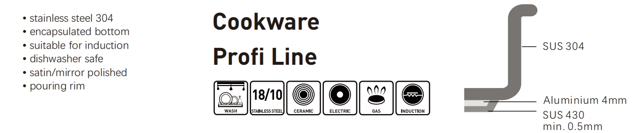 PROFI LINE Stock Pot without Lid不锈钢包底复合底桶