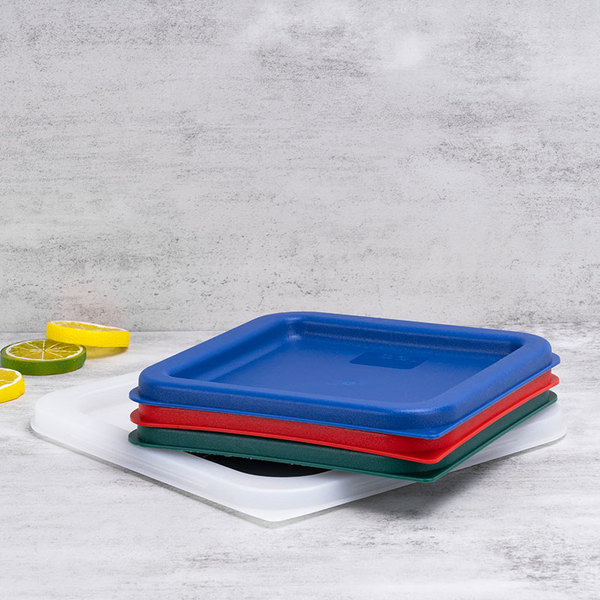 Red Square Polyethylene Food Storage Container Lid